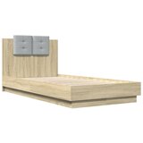 vidaXL Posteljni okvir z vzglavjem sonoma hrast 75x190 cm inž. les, (21081713) Cene