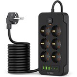 TECH-PROTECT PC6X6 POWER STRIP 3 USB & 3 TYPE-C & 6 SOCKET 200CM BLACK produžni kabal | Eponuda.ba