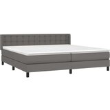  Box spring postelja z vzmetnico siva 200x200 cm umetno usnje, (20788867) | Shoptok.si