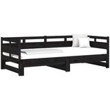  Dnevni ležaj na izvlačenje crni 2x (80x200) cm masivna borovina | Eponuda.ba