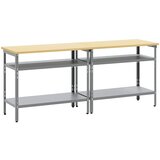  Set radnog stola s policom 2 pcs Bež i siva 200 x 55 x 85 cm | shoptok.hr