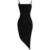 Trendyol Black Pleated Knitted Dress | ePonuda.com