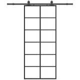 vidaXL drsna vrata z opremo črna 90x205 cm esg steklo | Shoptok.si