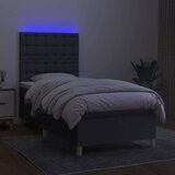  Box spring postelja z vzmetnico LED temno siva 90x200 cm blago, (20937132) | Shoptok.si