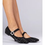 Gemre Black women's ballet flats with buckle and crystals Piona | Shoptok.si