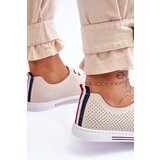 S. BARSKI Women's Beige Leather Cut-Out Sneakers S.Barski LR952 | shoptok.hr