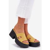 Boto Ladies Platform Slippers With A Chunky Heel Yellow Rizana | Shoptok.si