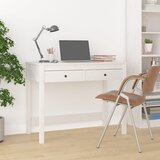 vidaXL Pisalna miza s predali bela 100x50x78 cm trdna borovina Cene