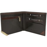 Fashion Hunters Dark brown and brown men's wallet made of genuine grain leather | Shoptok.si