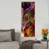 Wallxpert slika na platnu DKY41393502138, apstraktni motiv sa zlatnim spiralama u ljubičastim i bakarnim tonovima, 30 x 80 cm | Eponuda.com