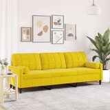 vidaXL Trosjed s ukrasnim jastucima žuti 210 cm baršunasti | shoptok.hr