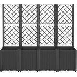  Vrtna sadilica s rešetkom crna 160 x 40 x 140 cm PP | shoptok.hr