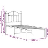  Metalni okvir krevet bez madraca s uzglavljem bijeli 75x190 cm | shoptok.hr