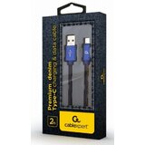 Gembird CC-USB2J-AMCM-2M-BL premium jeans (denim) type-c usb cable with metal connectors, 2 m, blue Cene