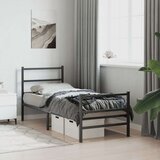 vidaXL Metalni okvir kreveta s uzglavljem i podnožjem crni 75 x 190 cm | shoptok.hr