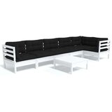  Vrtna sedežna garnitura 7-delna z blazinami bela borovina, (20972813) | Shoptok.si