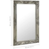 vidaXL Stensko ogledalo v baročnem stilu 50x80 cm srebrno, (20802574) | Shoptok.si