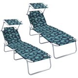 vidaXL Zložljivi ležalniki 2 kosa s senčnikom, Cvetlični vzorec, 600D Oxford tkanina | Shoptok.si