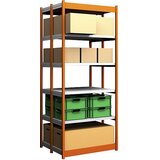 hofe stabilni sestavljivi regal, dvostranski, višina regala 2500 mm, oranžna/pocinkano, širina police 1025 mm, osnovni regal, širina x globina 1025 x | Shoptok.si