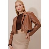 HAKKE Women's Short Lined Faux Leather Jacket | shoptok.hr
