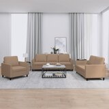 vidaXL Sedežna garnitura 3-delna z blazinami kapučino umetno usnje | Shoptok.si