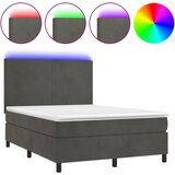 The Living Store Box spring postelja z vzmetnico LED temno siva 140x190 cm žamet - Box Spring Postelja, (21489451) | Shoptok.si