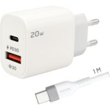 Redline Punjač sa USB-C kablom GL20AC+CC-1M, 1 x USB-A, 1 x USB-C, 20W, Bijeli | Eponuda.ba