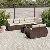 9-dijelni set vrtnih sofa s jastucima poliratan smeđi | shoptok.hr