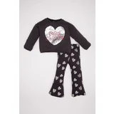 Defacto Baby Girl Heart Patterned Sweatshirt Tights 2-Piece Set