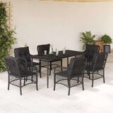  7-dijelni vrtni blagovaonski set s jastucima crni od poliratana | shoptok.hr