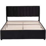 Lumor Postelja 140x200 cm z 2 predaloma – oblazinjena iz žameta – moderen slog – črna, (22150821) | Shoptok.si
