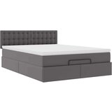 vidaXL Otomanski posteljni okvir z vzmetnico siv 140x200 cm um. usnje | Shoptok.si