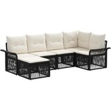 vidaXL Vrtna sedežna garnitura 6 pcs Črna poli ratan, (5000272480) | Shoptok.si