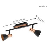 Eglo barnham reflektor/2, led, 2x3,3w, 2x240lm, bakar/crna/čelik | shoptok.hr
