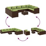  10-dijelni set vrtnih sofa od poliratana s jastucima smeđi | shoptok.hr