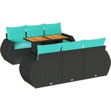  Vrtna garnitura - 7-dijelni set vrtnih sofa od poliratana s jastucima crni - Crna 1 | shoptok.hr