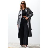 Trendyol Anthracite Oversize Wide Cut Belted Trench Coat | shoptok.hr