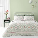 Catherine Lansfield Zeleni/krem prekrivač za bračni krevet 220x230 cm Cameo –