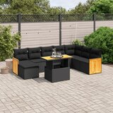  The Living Store Vrtna sedežna garnitura 9-delna z blazinami črn poli ratan - Vrtna Sedežna Garniture, (21479830) | Shoptok.si