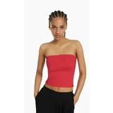Laluvia Red Strapless Crop Blouse