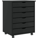 vidaXL Rolling Cabinet s predali MOSS Black Masivni les borovega lesa | Shoptok.si