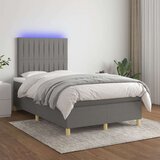  Box spring postelja z vzmetnico LED temno siva 120x200 cm blago, (20724765) | Shoptok.si