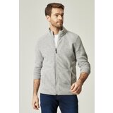 AC&Co / Altınyıldız Classics Men's Gray Anti-pilling Anti-Pilling Standard Fit Normal Cut Bato Collar Sweatshirt Fleece Jacket. cene
