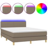  box spring s madracem LED smeđesivi 140x200 cm tkanina | shoptok.hr