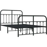 vidaXL Kovinski posteljni okvir z vzglavjem in vznožjem črn 120x200 cm | Shoptok.si
