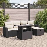  6-dijelni set vrtnih sofa s jastucima crni od poliratana | shoptok.hr