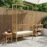  Vrtni luk s klupom Krem bijela 115 x 50 x 205 cm Bambus | shoptok.hr