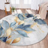 Mila Home modra/zlata pralna okrogla preproga ø 100 cm golden leaves – | Shoptok.si