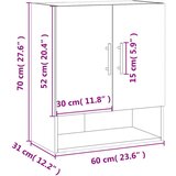  Zidni ormarić bijeli 60 x 31 x 70 cm od konstruiranog drva | shoptok.hr