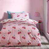 Catherine Lansfield Bela/rožnata enojna posteljnina 135x200 cm Disco Cherries Stripes – | Shoptok.si